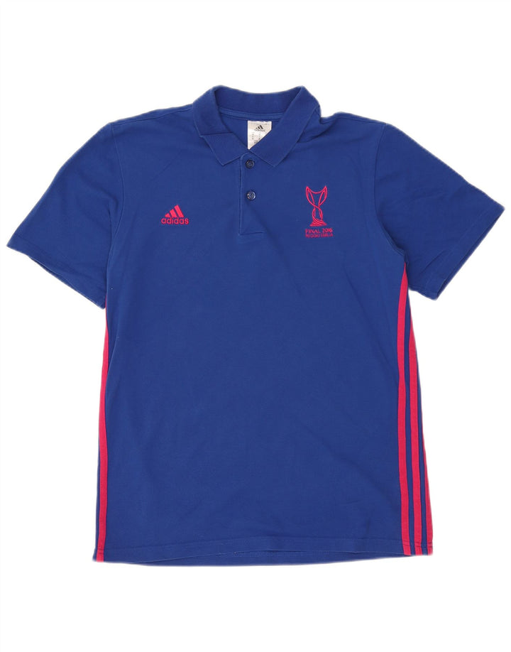 Tricou polo cu grafic pentru bărbați Adidas, bumbac albastru mediu