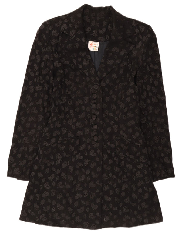 Jachetă vintage pentru femei cu paragate cu 6 nasturi, IT 40, negru, floral, mic