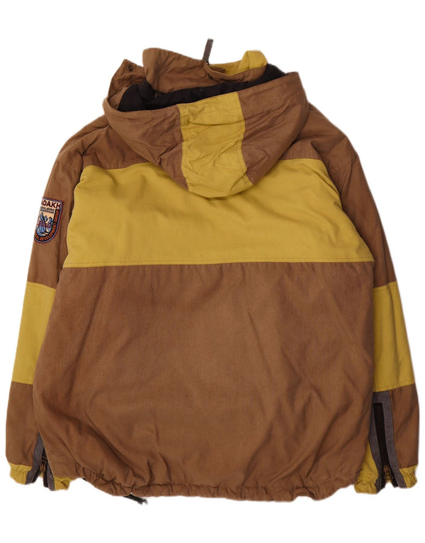 Jachetă de schi anorak cu glugă pentru bărbați Ladakh IT 54 2XL maro nailon color bloc