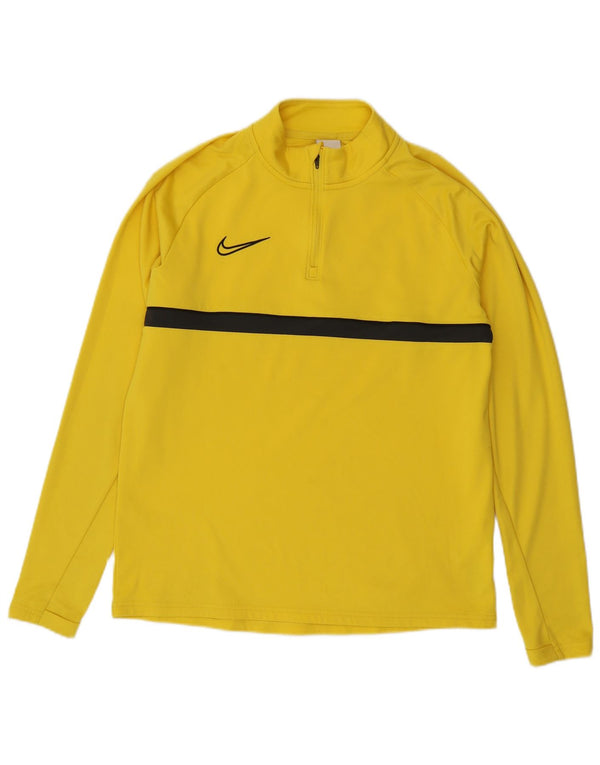 Top de trening pentru bărbați Dri Fit, cu fermoar și gât, color block, galben mediu