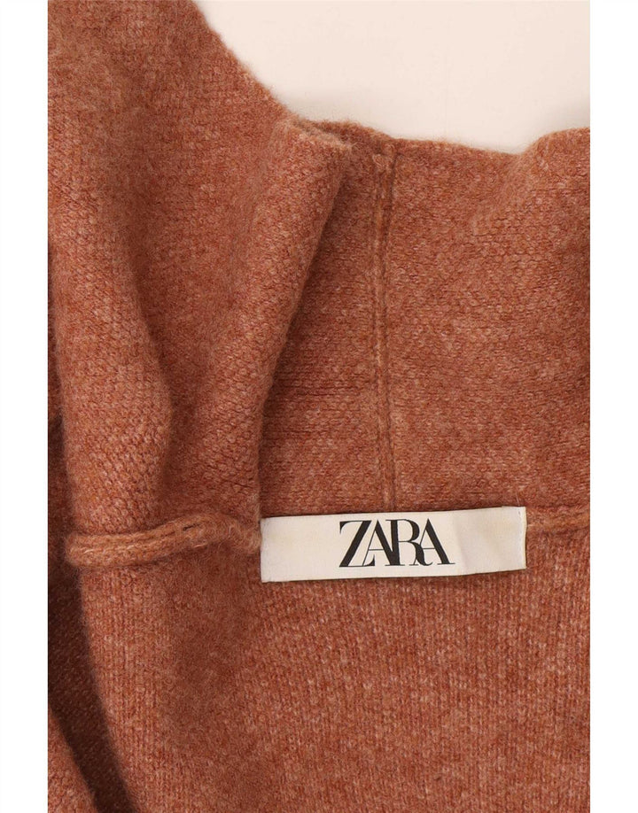 Pulover cardigan deschis pentru femei Zara UK 14 Medium Bej Lână