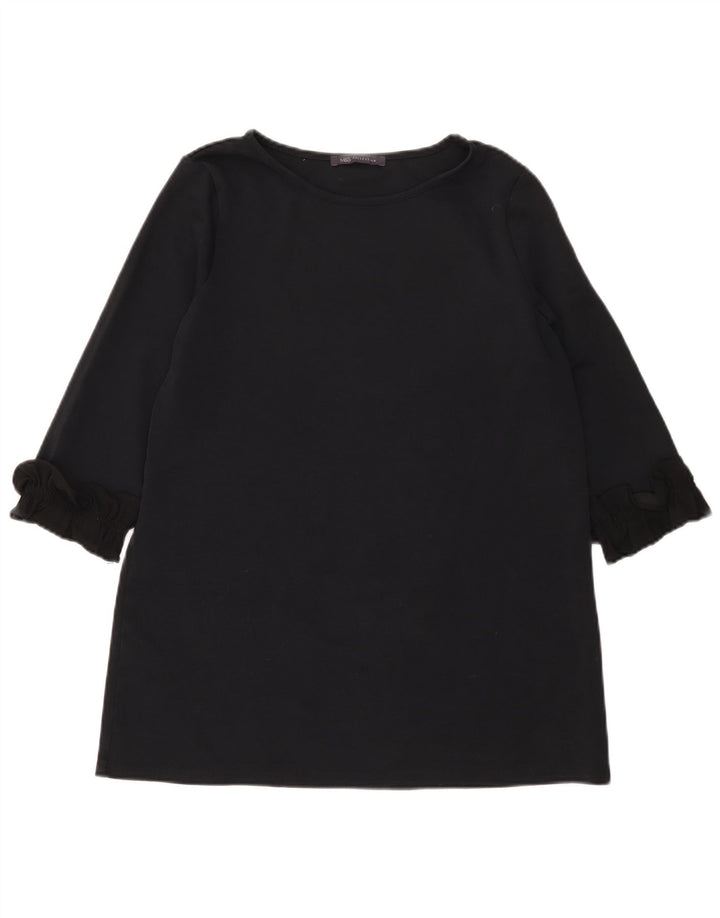 Top cu tunică cu mâneci 3/4 pentru femei Marks & Spencer UK 12 bumbac mediu negru