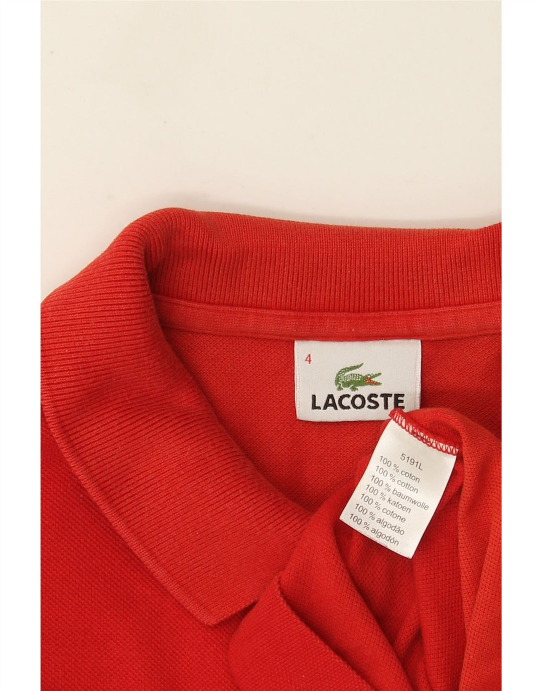 Tricou polo Lacoste pentru bărbați, mărimea 4, bumbac roșu mediu