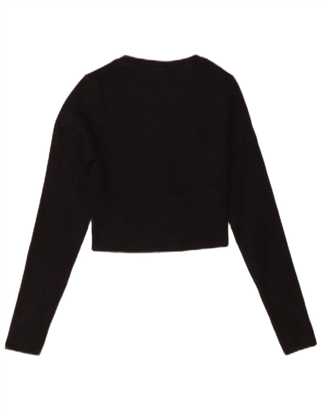 Crop Top pentru femei Zara cu mânecă lungă UK 8 mic, negru, viscoză