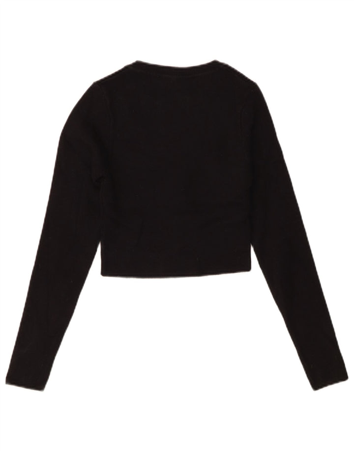 Crop Top pentru femei Zara cu mânecă lungă UK 8 mic, negru, viscoză