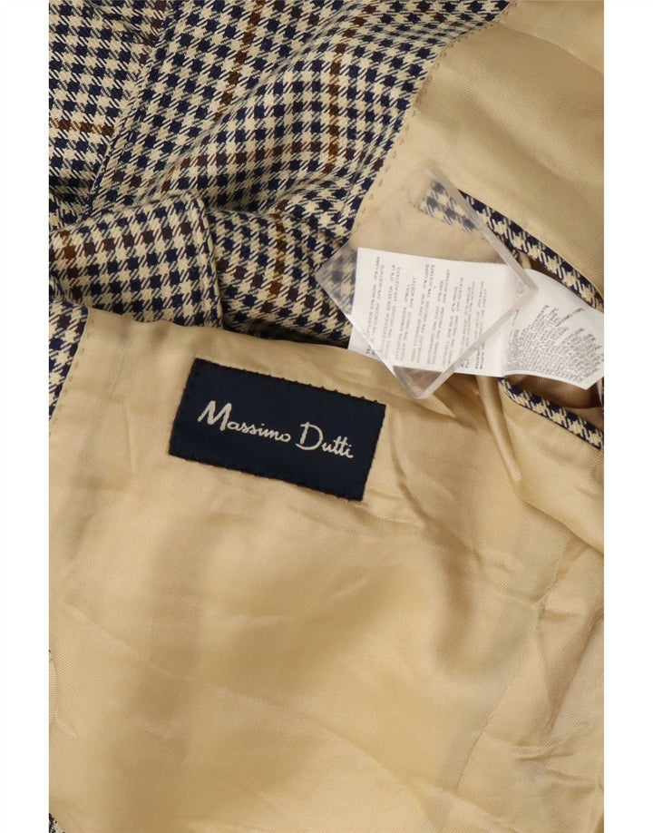 Massimo Dutti Jachetă Blazer pentru bărbați cu 3 nasturi UK 40 Mare Bej Houndstooth