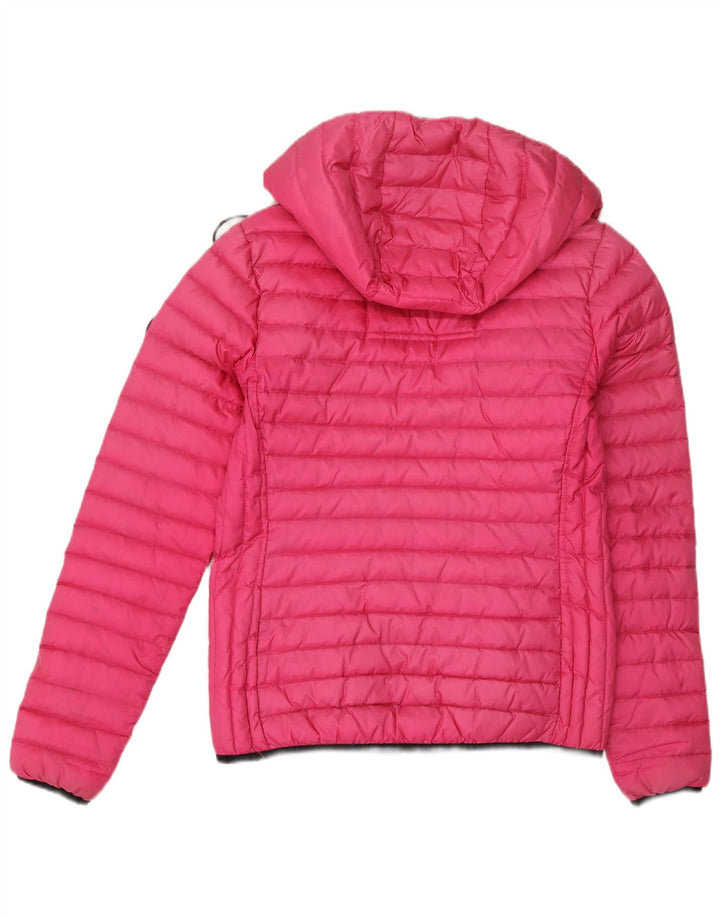 Jachetă căptușită cu glugă Superdry pentru femei UK 10 Small Pink Nylon