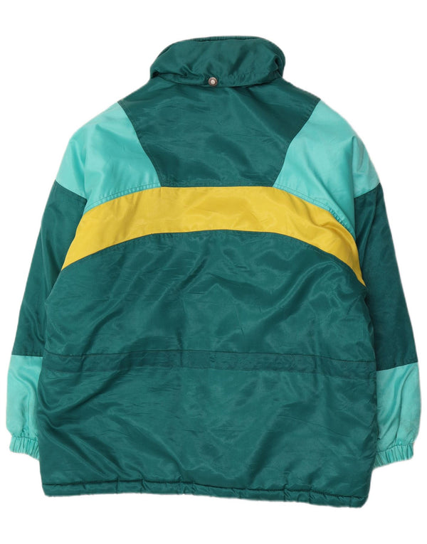 Brugi Womens Oversized Ski Jacket UK 14 Medium Green Colourblock Polyester