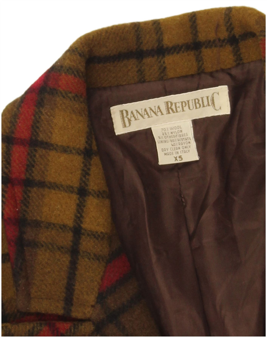 Blazer supradimensionat cu 3 nasturi Banana Republic pentru femei UK 6 XS Kaki Check