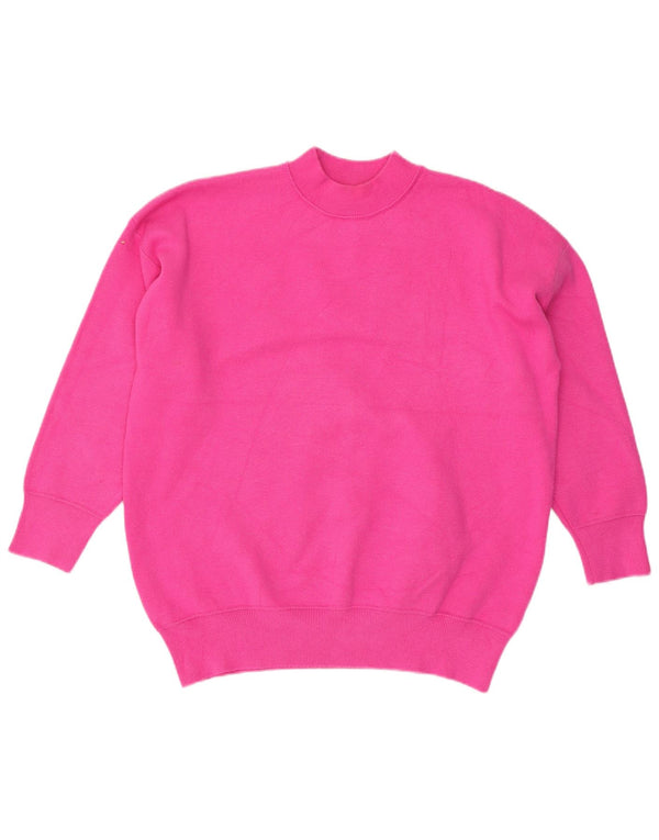 Pulover supradimensionat pentru femei Zara, cu gât turnut, UK 14, viscoză, roz mediu