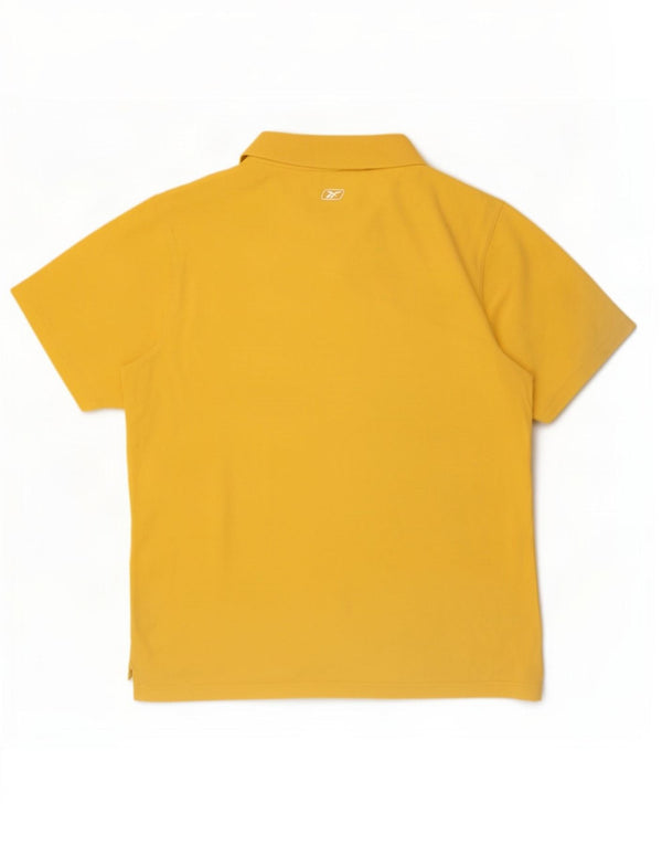 Tricou polo grafic pentru bărbați Reebok, bumbac galben mare