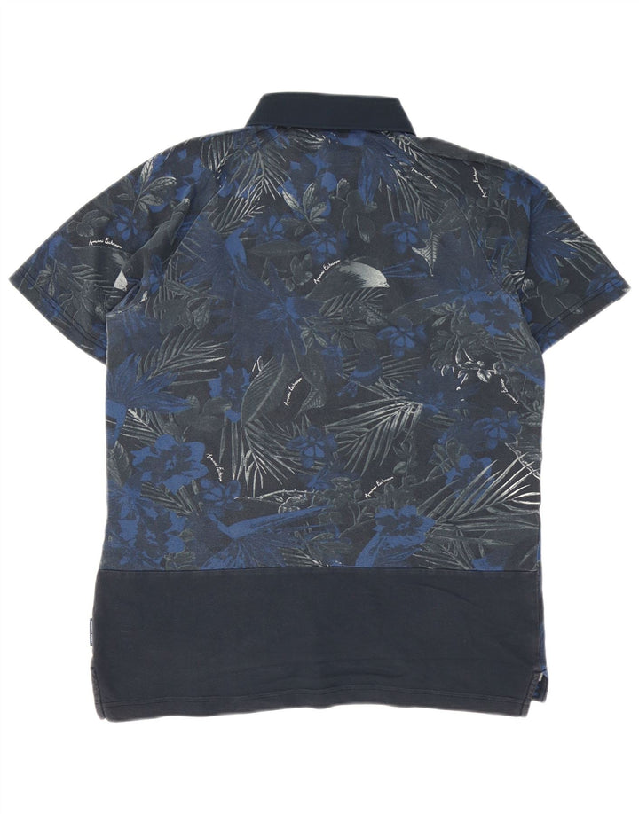 Cămașă polo Armani Exchange pentru bărbați, bumbac floral, albastru mediu