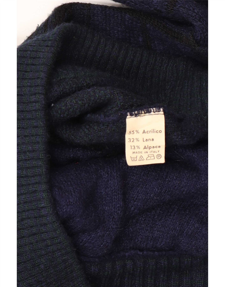 Pulover Cardigan Vintage pentru bărbați, poliacrilic, albastru marin mediu