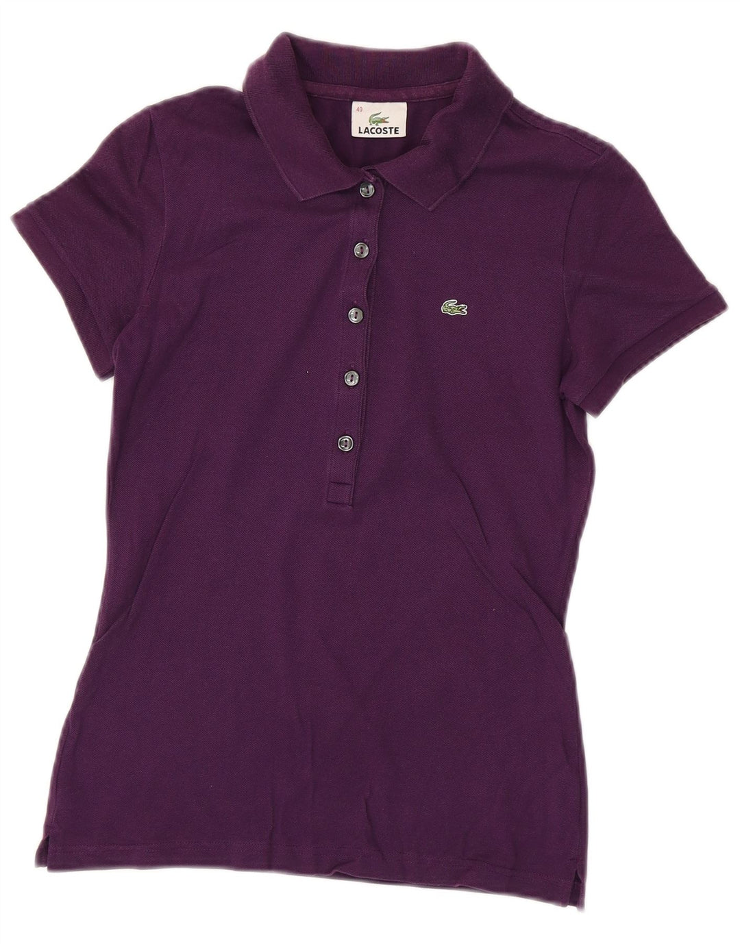Tricou polo Lacoste pentru femei, mărimea 40, bumbac violet mediu