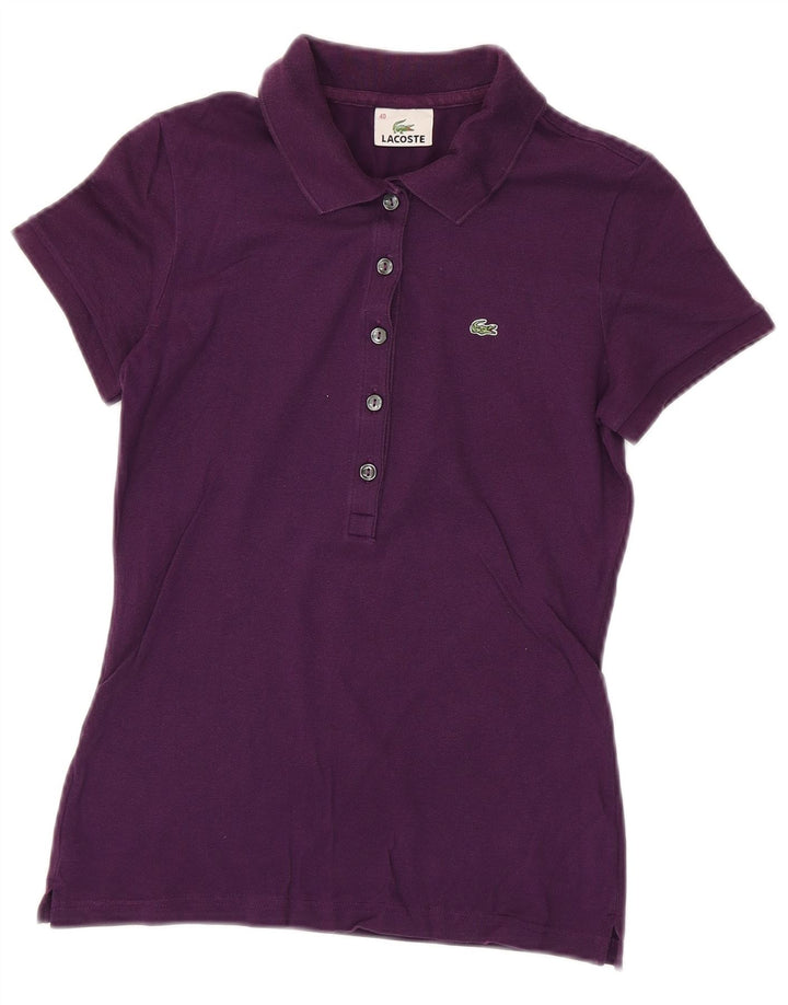 Tricou polo Lacoste pentru femei, mărimea 40, bumbac violet mediu