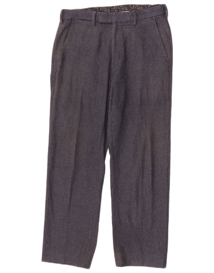 Marks & Spencer Pantaloni de costum drept bărbați L30 L27 Lână bleumarin