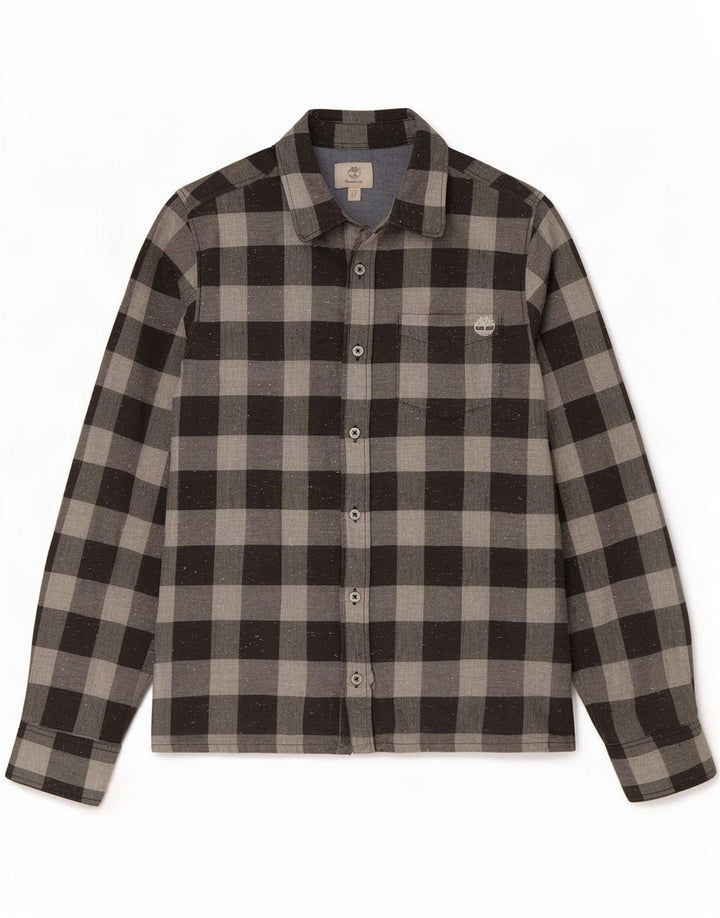 Cămașă de flanel pentru băieți Timberland 13-14 ani mic, gri, bumbac vichy