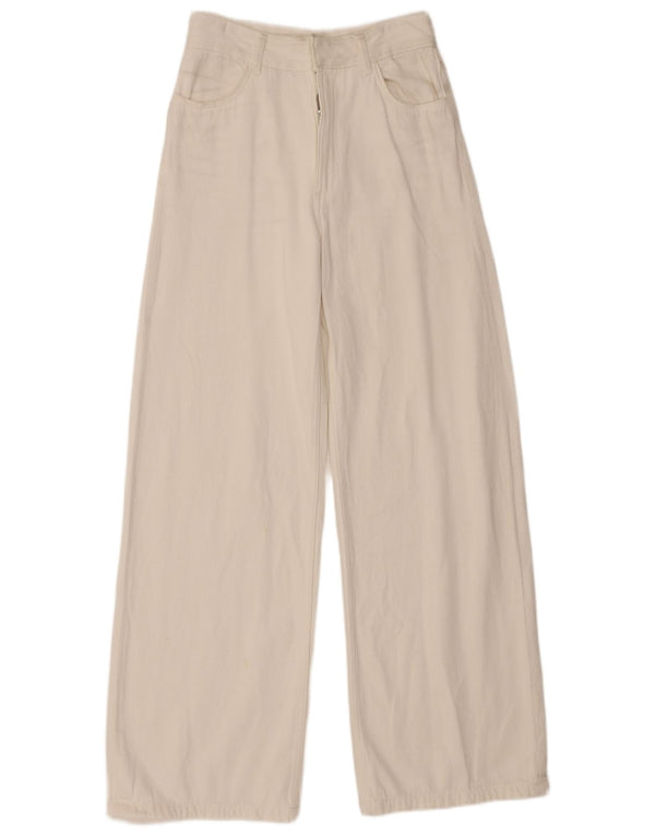 Blugi Zara femei cu talie înaltă cu picioare largi EU 36 XS W26 L31 bumbac alb