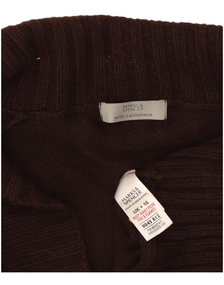 Pulover cardigan pentru femei Marks & Spencer UK 16 mare bumbac maro