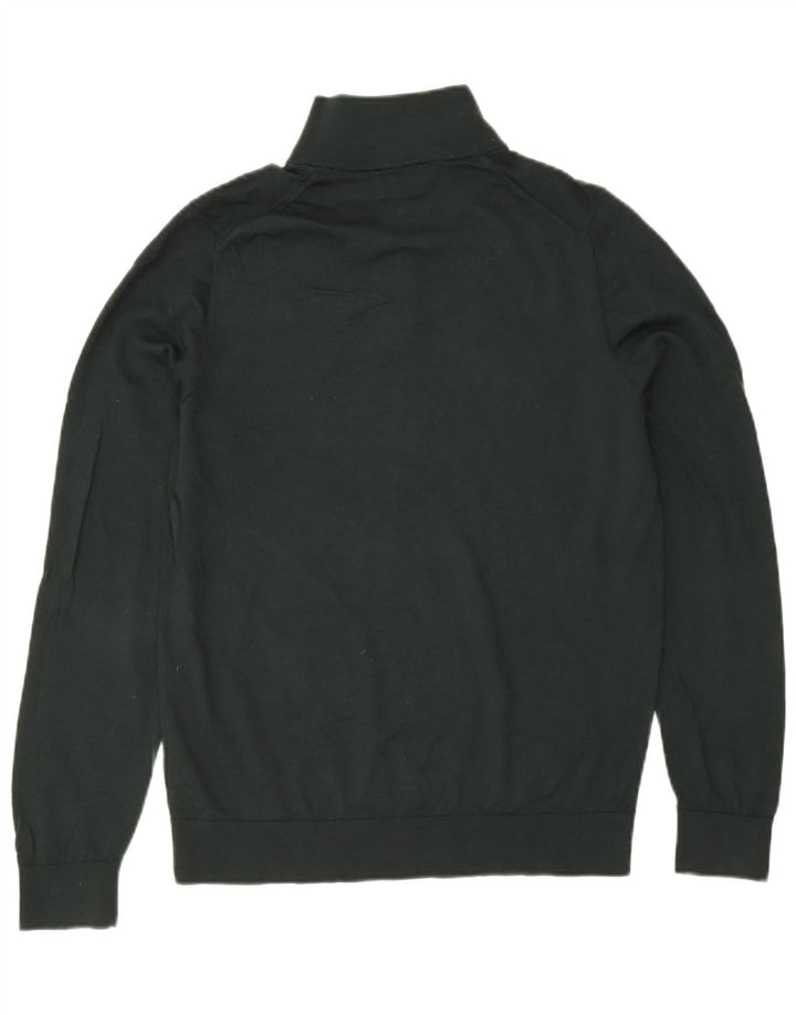Pulover Massimo Dutti pentru bărbați, cu fermoar și gât, din lână merinos verde mare