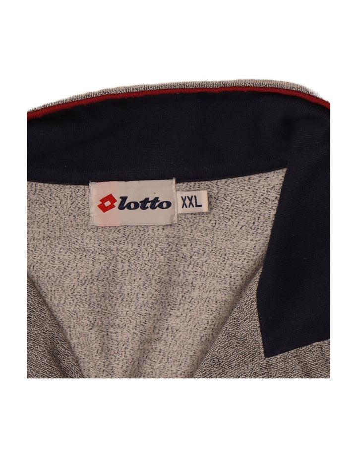LOTTO Mens Graphic Button Neck Sweatshirt Jumper 2XL Grey Colourblock