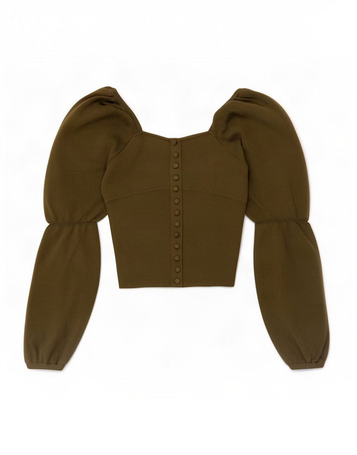 Crop Top cu mânecă lungă pentru femei Zara UK 8 Small Green