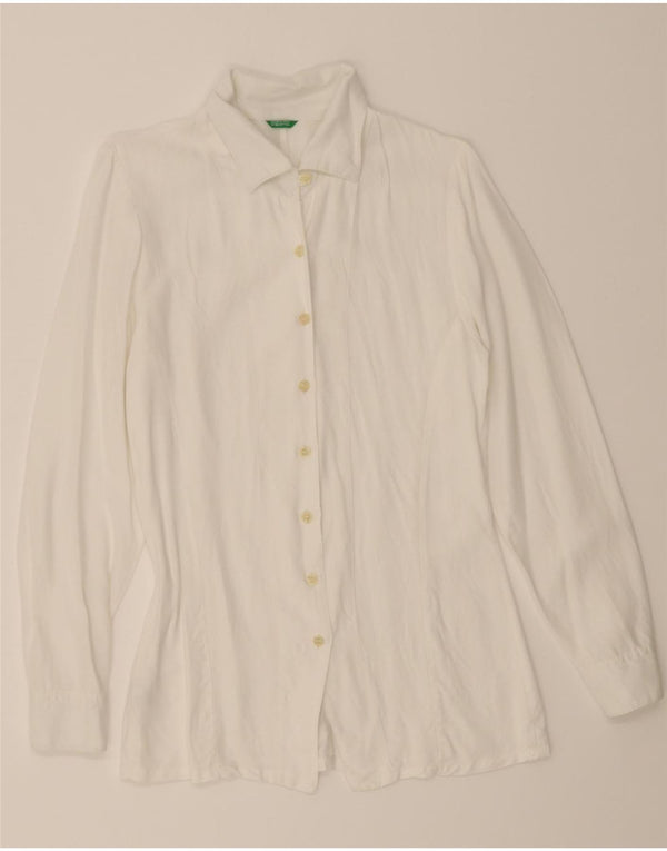 Bluză cămașă pentru femei BENETTON UK 12 Medium White Viscose