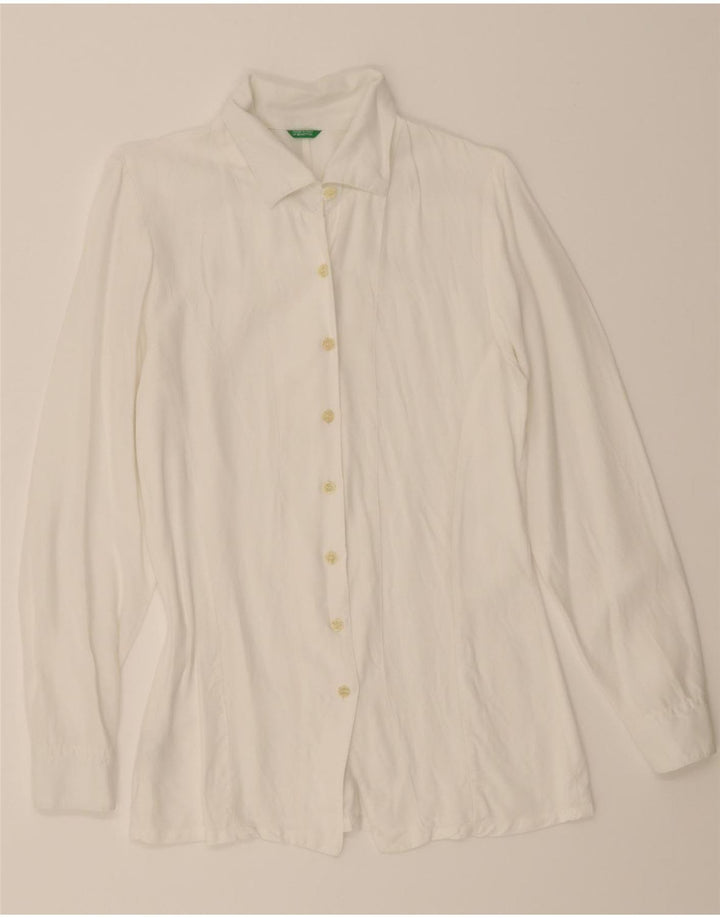Bluză cămașă pentru femei BENETTON UK 12 Medium White Viscose