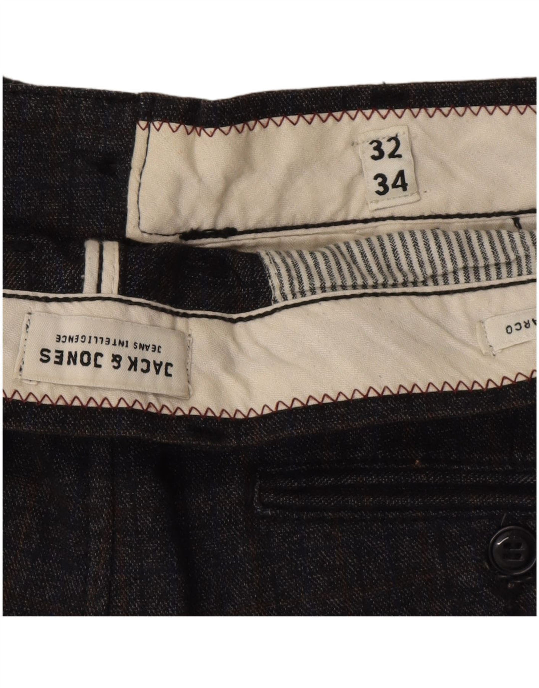 Pantaloni casual pentru bărbați Marco slim Jack & Jones W32 L34 poliester cu carouri gri