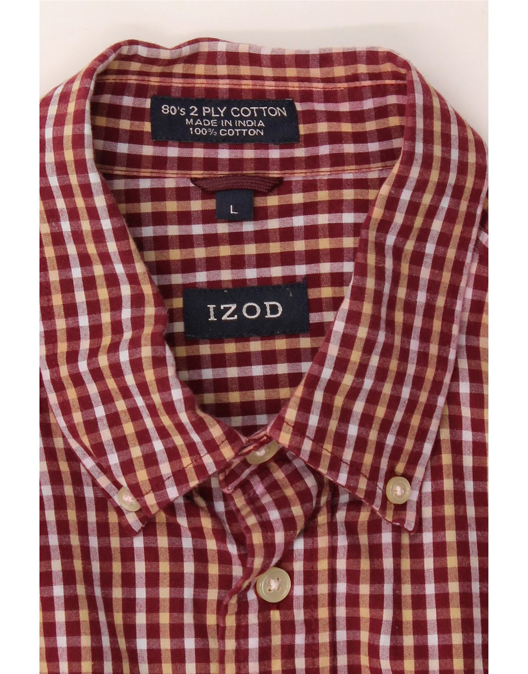 IZOD Mens Shirt Large Red Check Cotton Vintage Izod and Second-Hand Izod from Messina Hembry 
