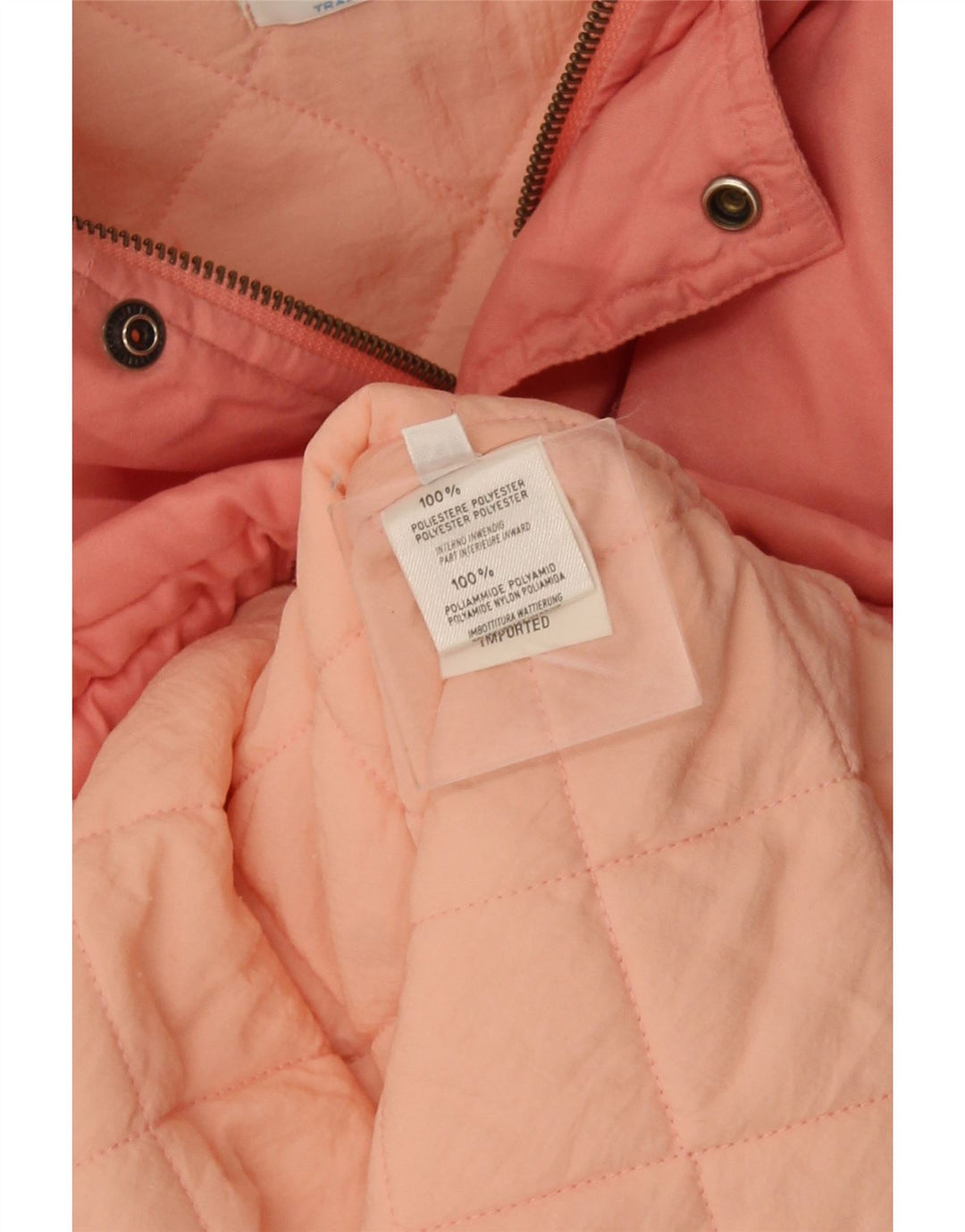 Jachetă căptușită cu glugă Benetton pentru femei UK 18 XL roz poliester