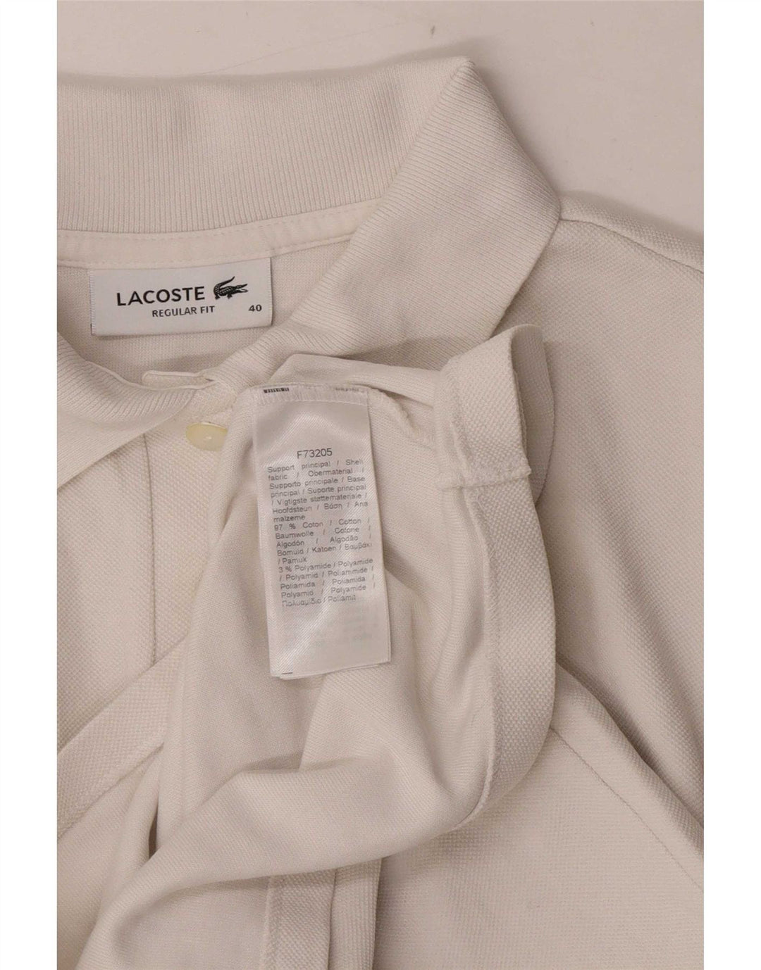 Tricou polo Lacoste pentru femei, cu ajustare normală, mărimea 40, bumbac alb mediu