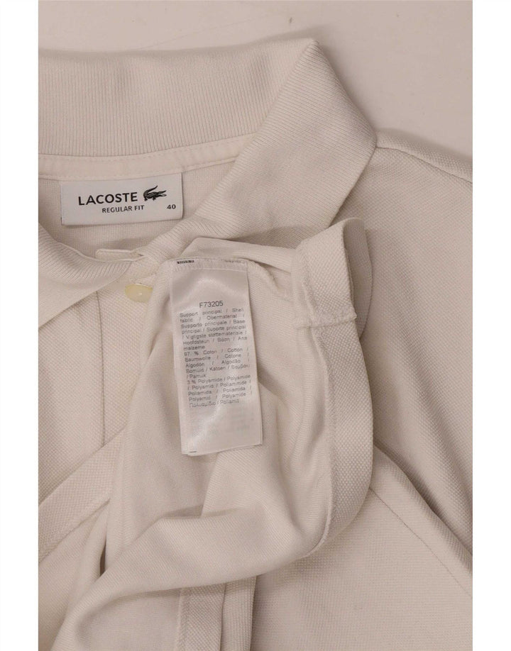 Tricou polo Lacoste pentru femei, cu ajustare normală, mărimea 40, bumbac alb mediu