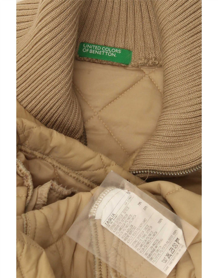 Jachetă matlasată Benetton pentru femei UK 10 Small Beige Poliamidă