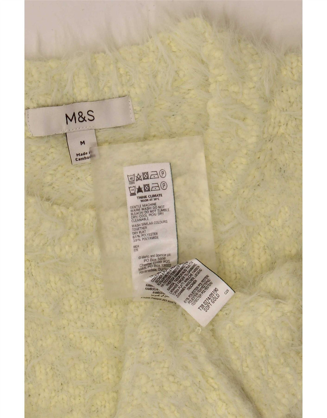Pulover pentru femei Marks & Spencer cu decolteu triplu UK 12 Medium Yellow Flecked