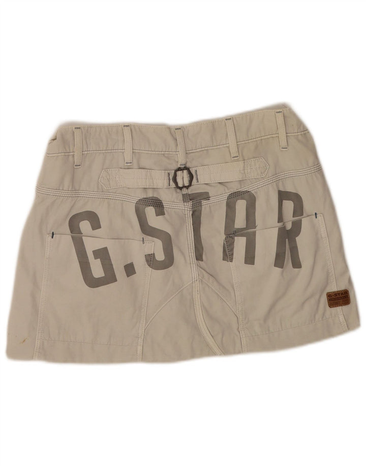 Fusta mini cu grafic pentru femei G-Star W32, bumbac mare, bej