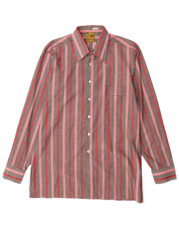 Bugelfrei Mens Shirt Size 40 Medium Grey Striped Cotton