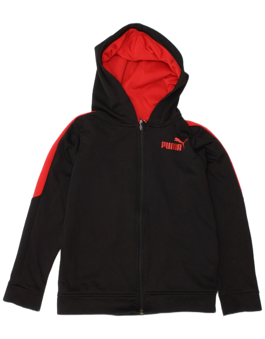 Pulover Puma pentru băieți, cu fermoar, 7-8 ani, poliester color bloc negru