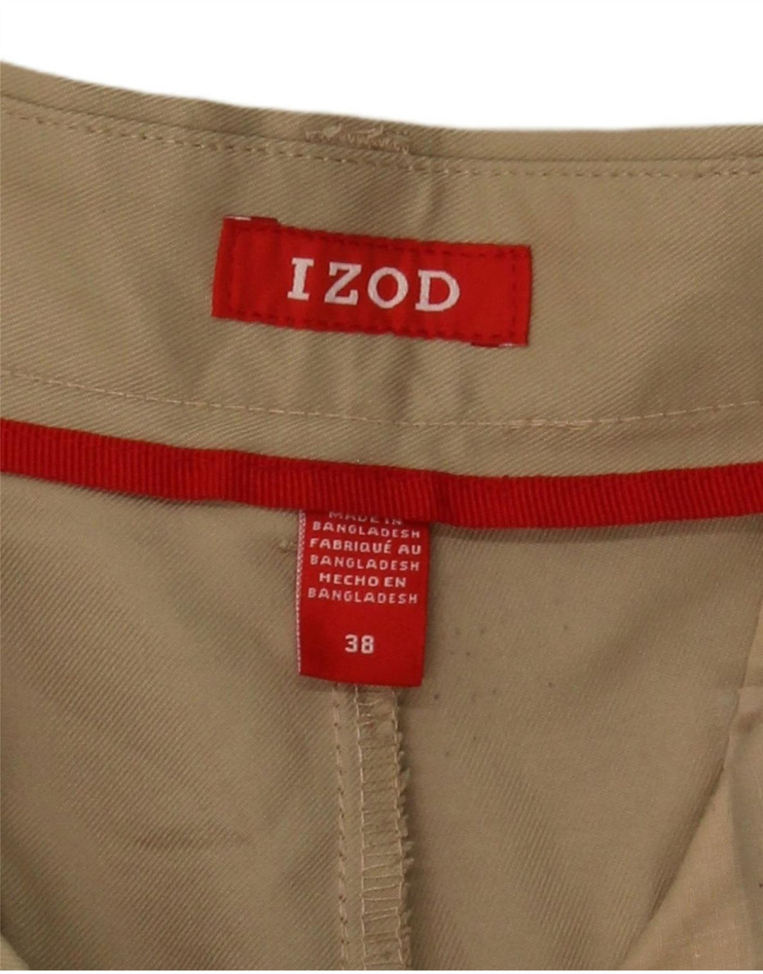 IZOD Mens Chino Shorts W38 XL Beige Polyester