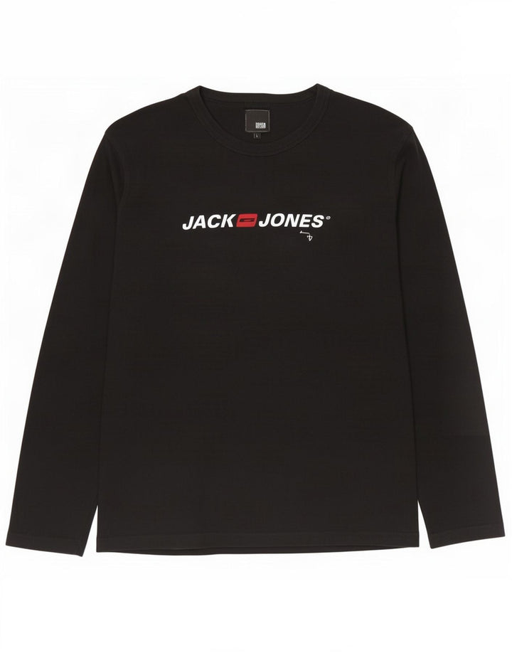 Jack & Jones Tricou cu mânecă lungă, mare, negru, pentru bărbați