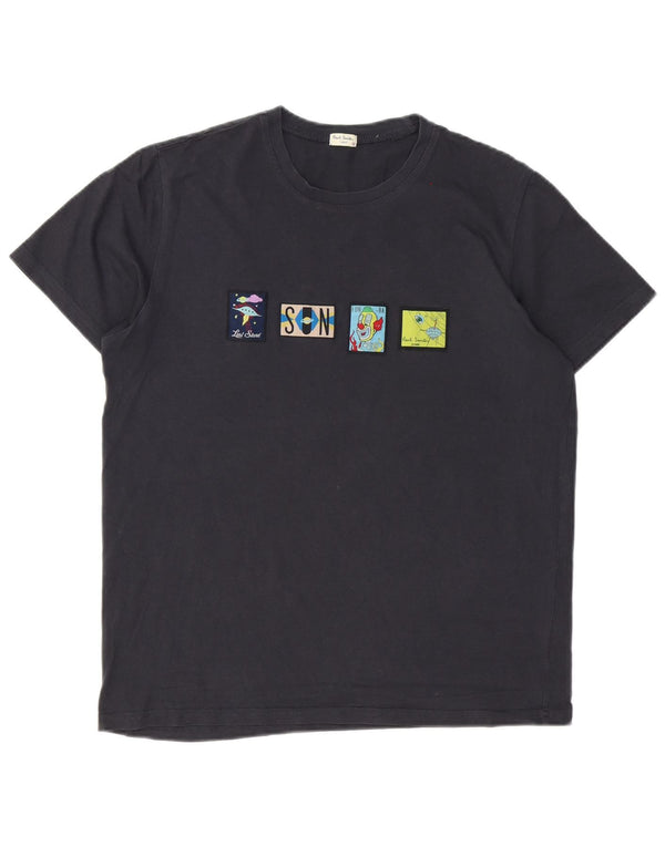 Paul Smith Mens Graphic T-Shirt Top Medium Grey Cotton