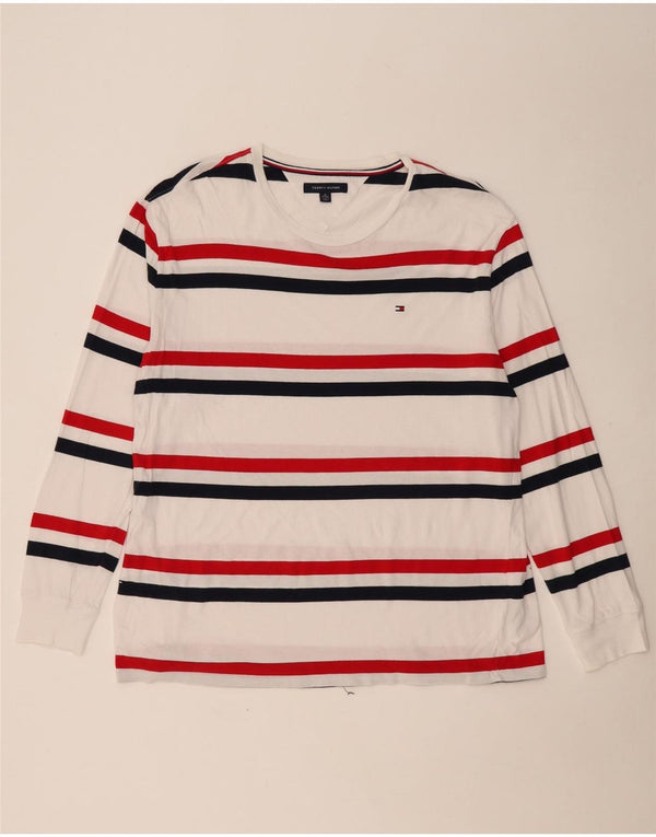 TOMMY HILFIGER Top pentru bărbați cu mânecă lungă XL, bumbac cu dungi albe