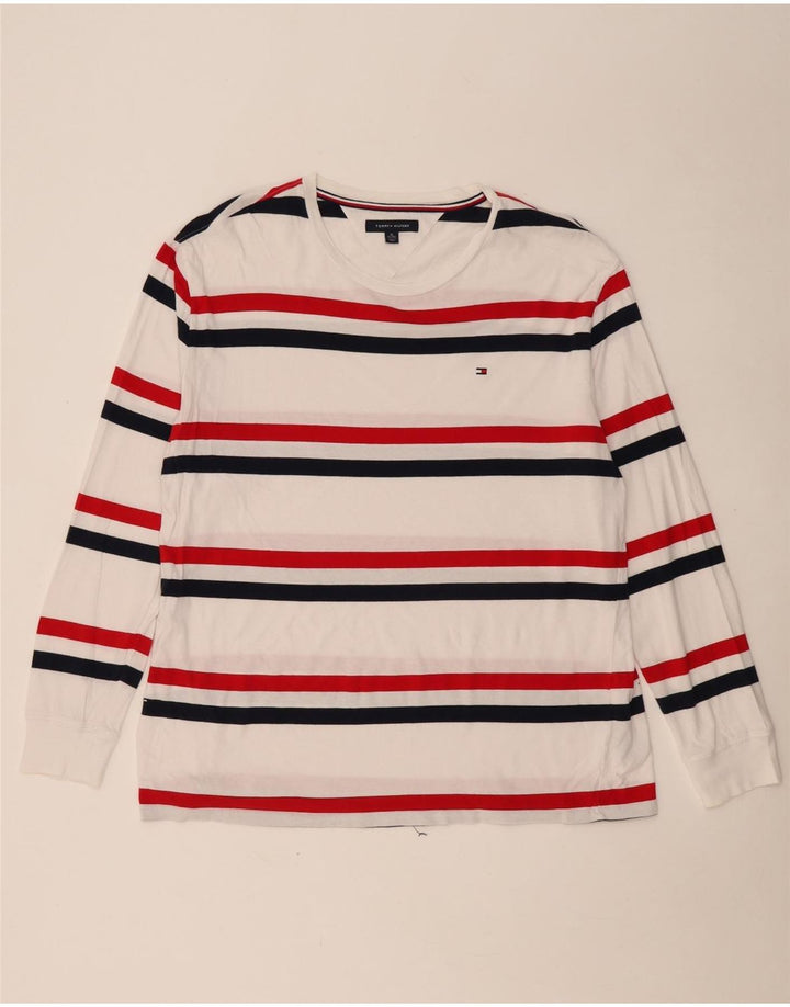 TOMMY HILFIGER Top pentru bărbați cu mânecă lungă XL, bumbac cu dungi albe