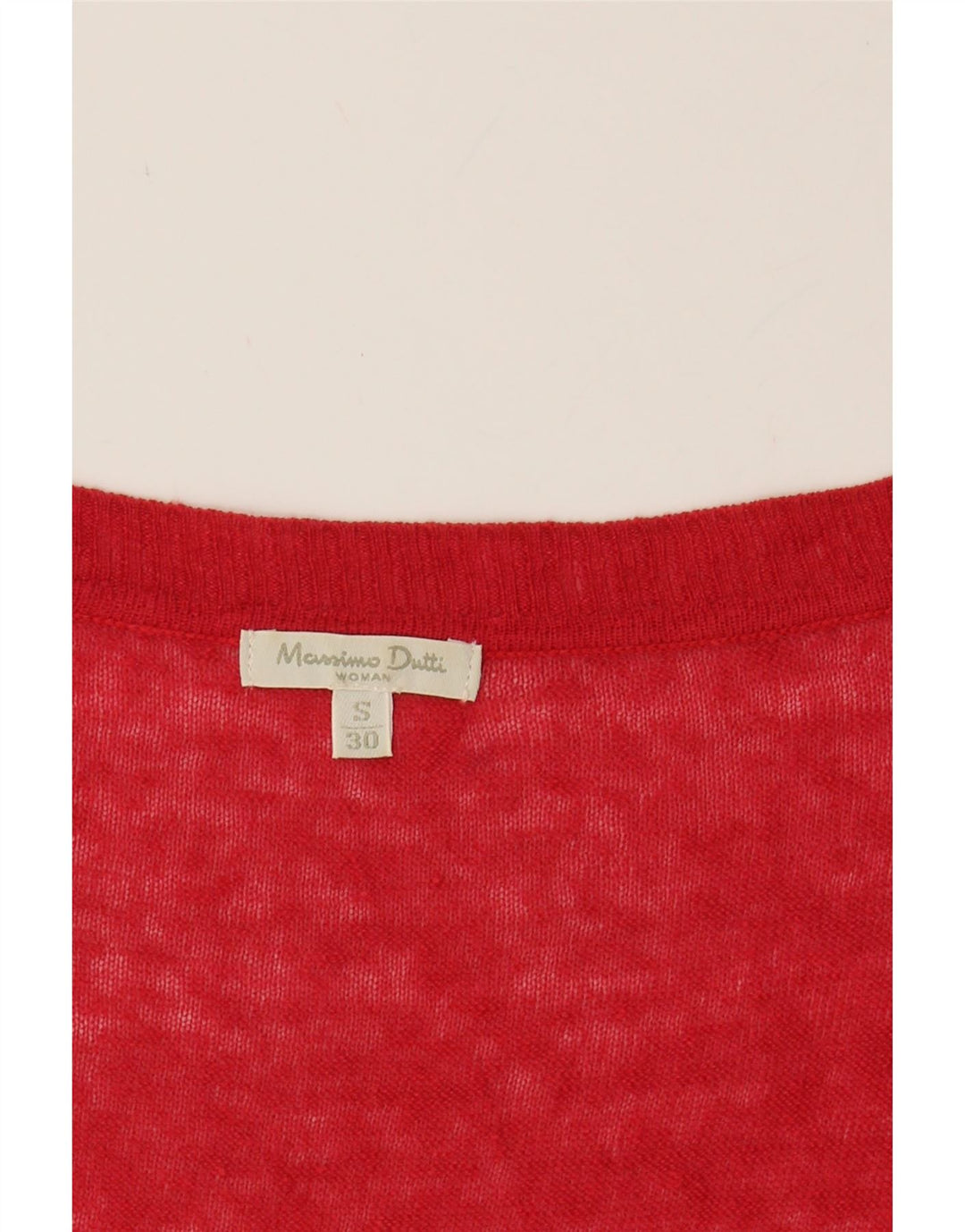 MASSIMO DUTTI Womens V-Neck Jumper Sweater UK 10 Small Red Cotton Vintage Massimo Dutti and Second-Hand Massimo Dutti from Messina Hembry 