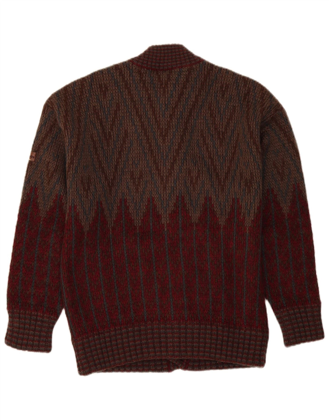 Pulover Cardigan Vintage pentru bărbați Medium Burgundy Geometric