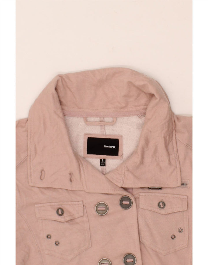 HURLEY Womens Utility Jacket UK 16 Large Pink Cotton Vintage Hurley and Second-Hand Hurley from Messina Hembry 