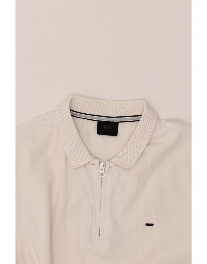 LEE Womens Polo Shirt UK 16 Large White Cotton Vintage Lee and Second-Hand Lee from Messina Hembry 