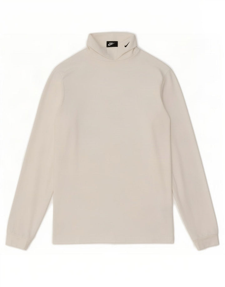 Nike pentru bărbați Dri Fit Top cu mânecă lungă, mic, alb, bumbac