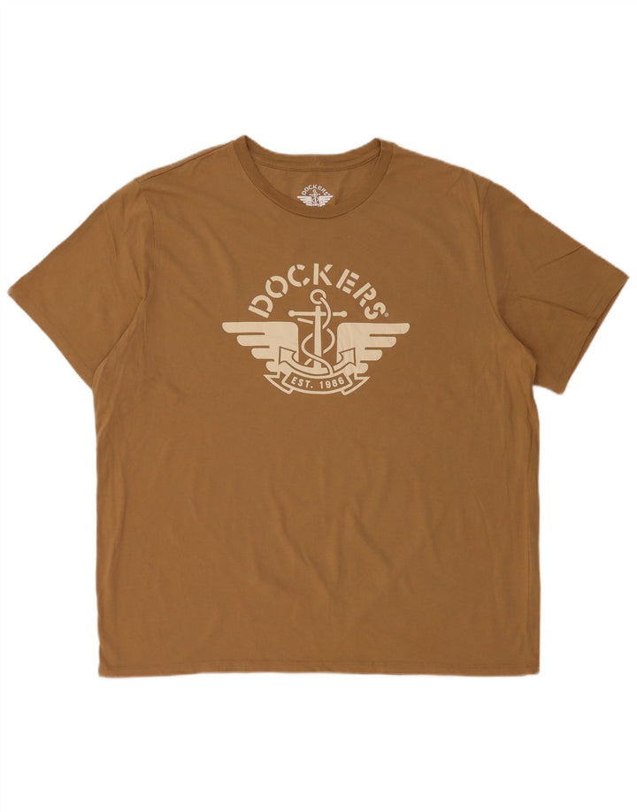 Tricou grafic Dockers pentru bărbați Top XL bumbac maro