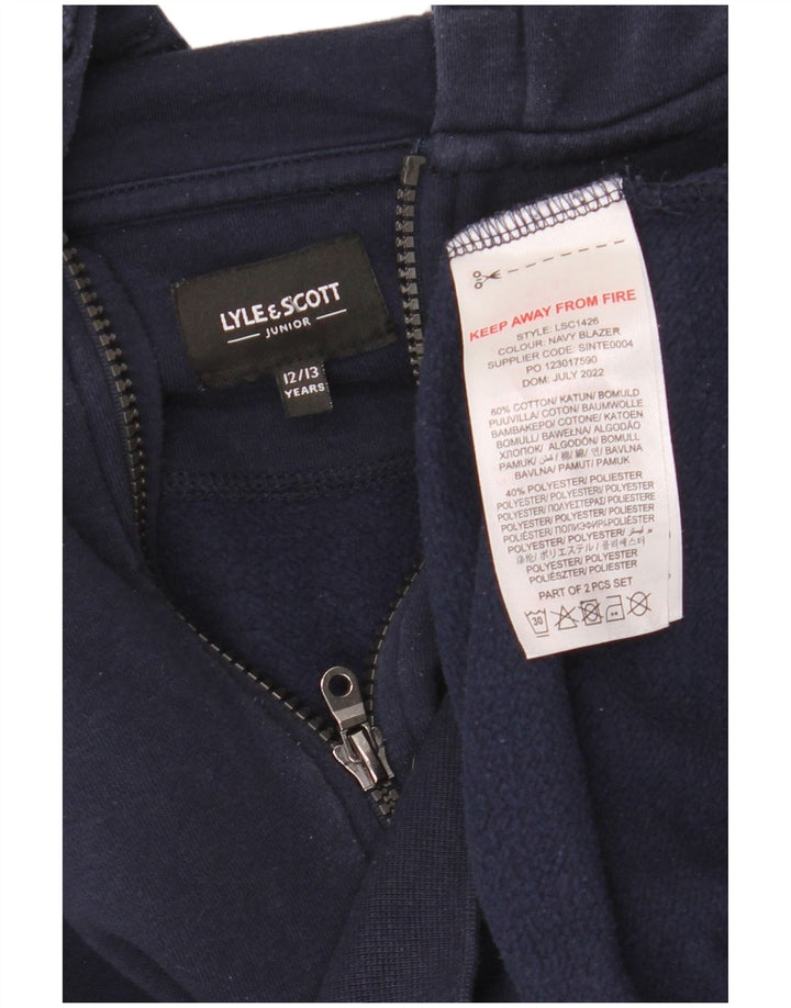 LYLE & SCOTT Pulover cu glugă cu fermoar și gât pentru băieți 12-13 ani, bumbac bleumarin